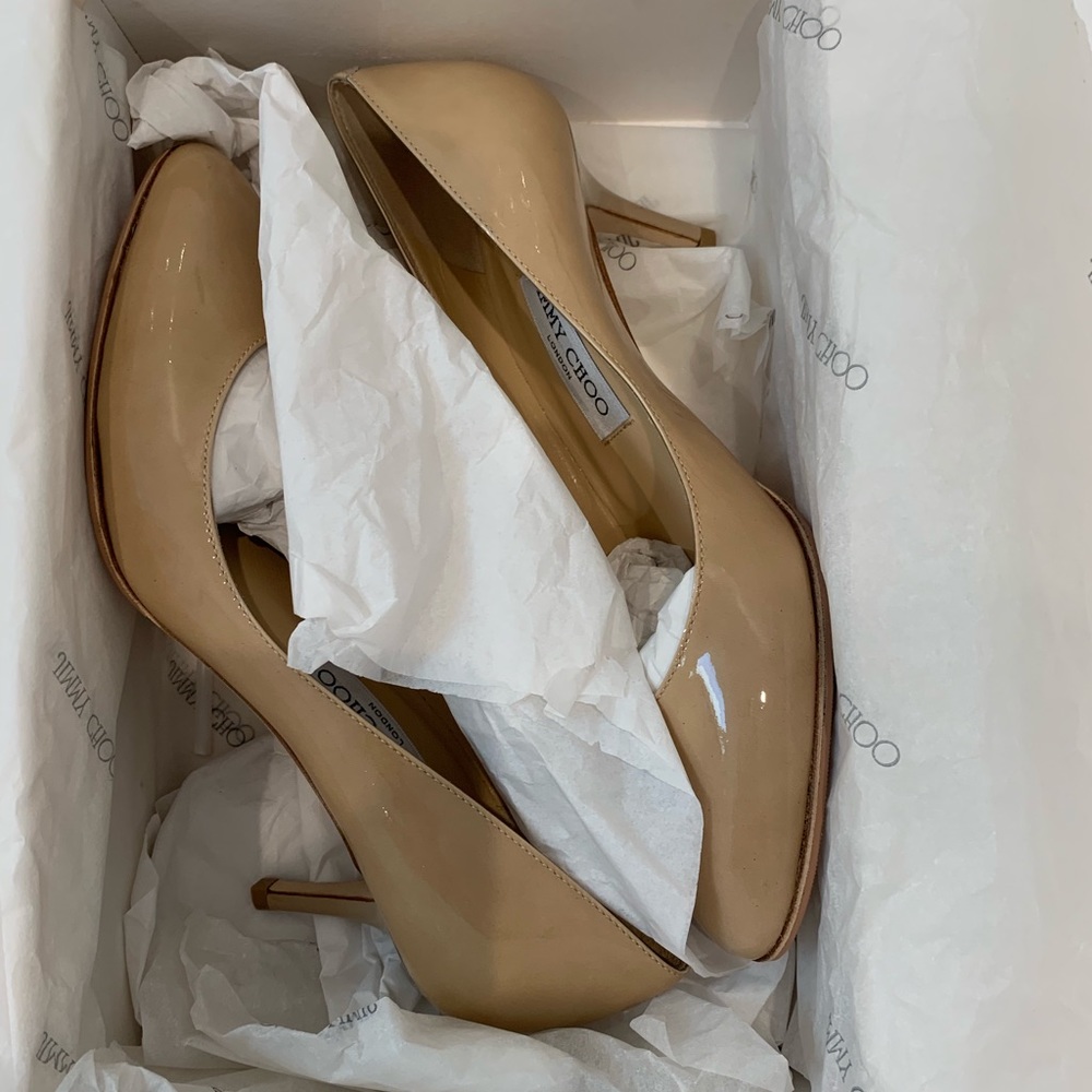 NIB Jimmy Choo Nude Patent Classic Pumps size 37.5